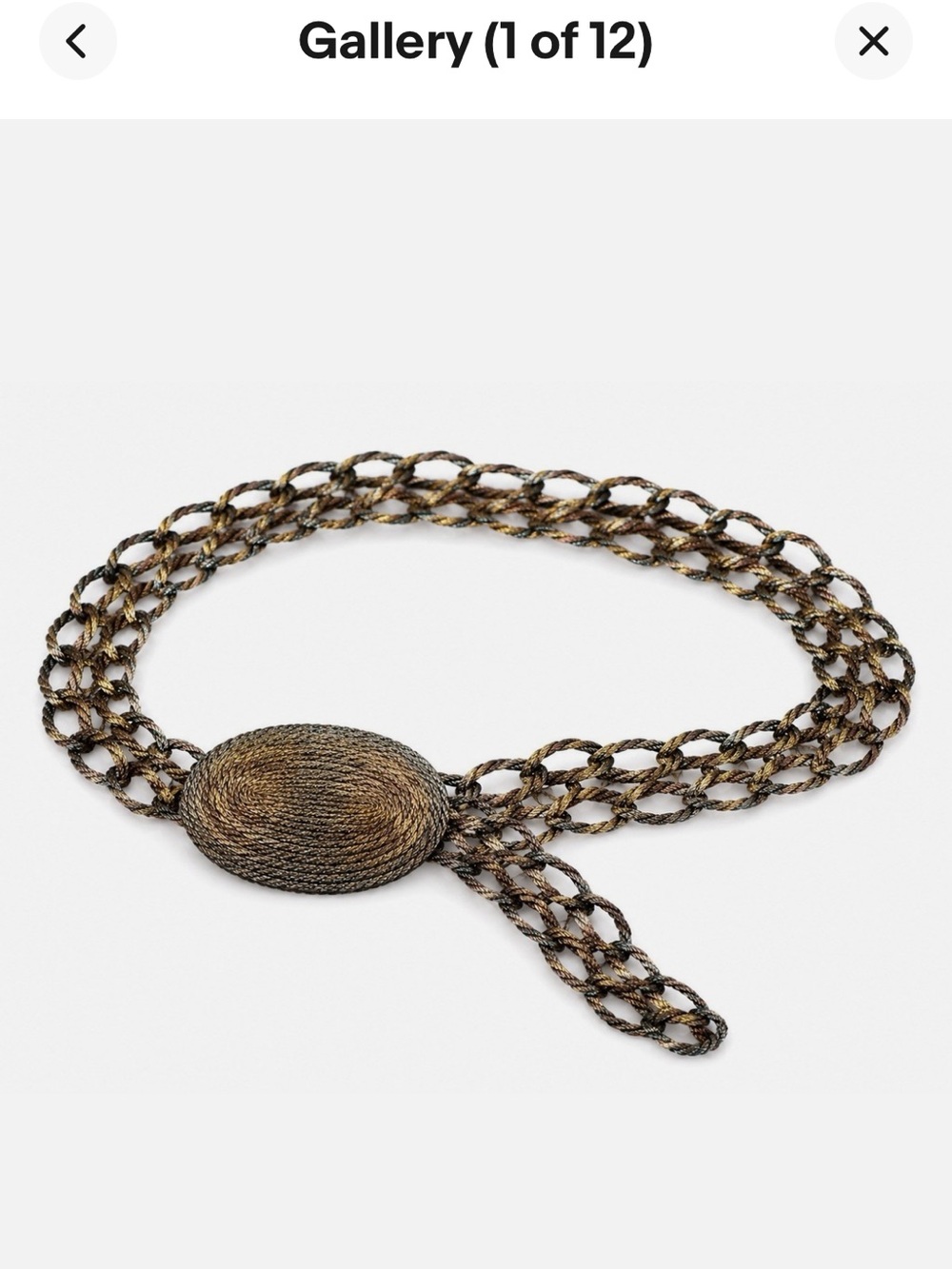 Vintage Handmade Metallic Ombré Silk Rope Chain Bronze Gold Belt Greece Unique